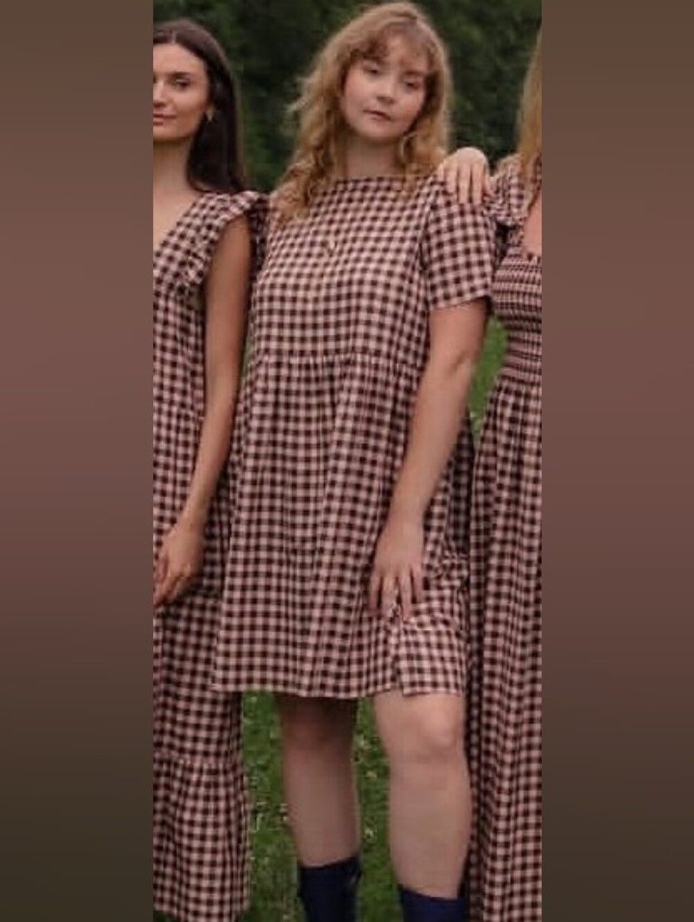 Tradlands Nico Dress Chocolate Pink Gingham Size Small S